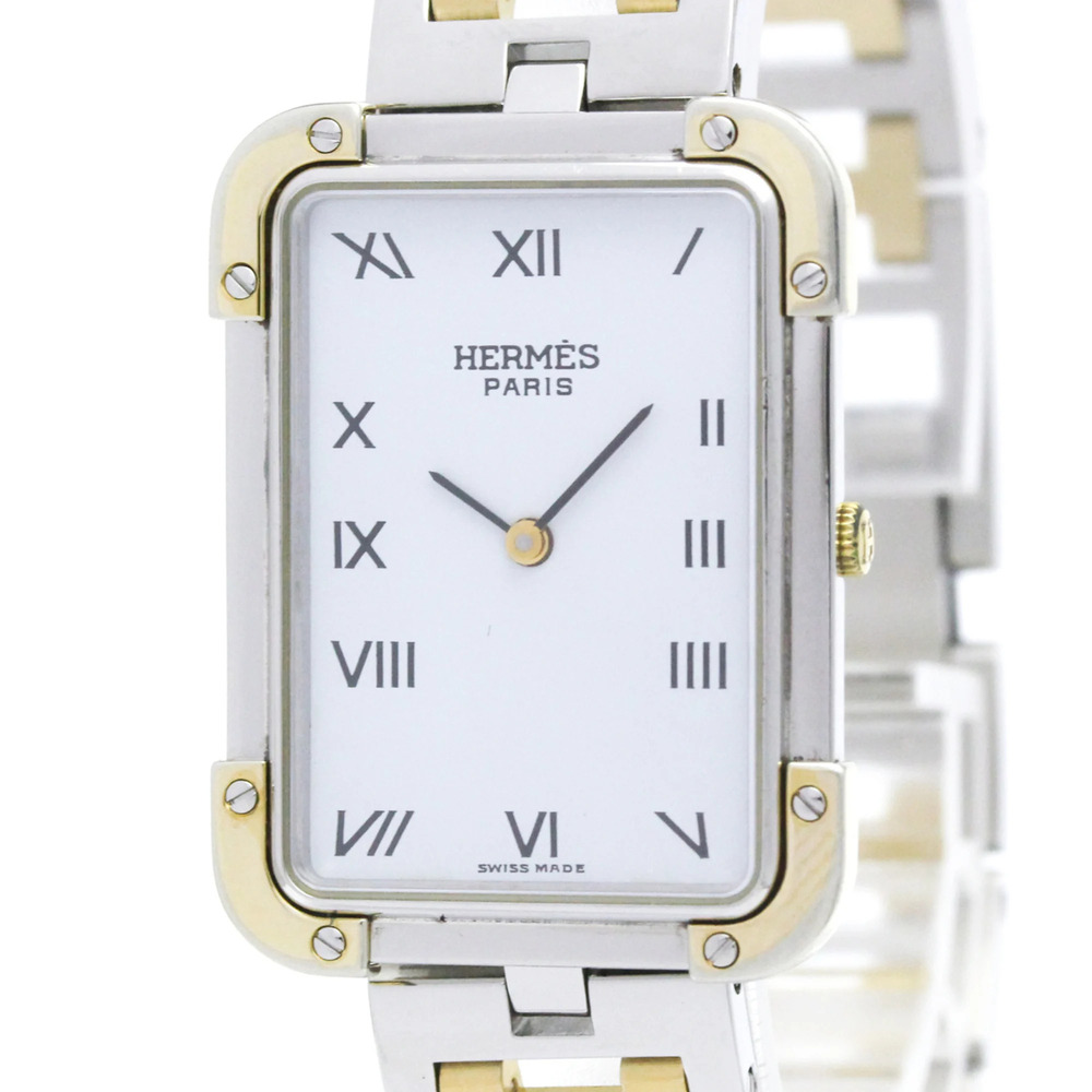 HERMES Croisiere Gold Plated Stainless Steel Quartz Ladies Watch CR1.220 Poli...